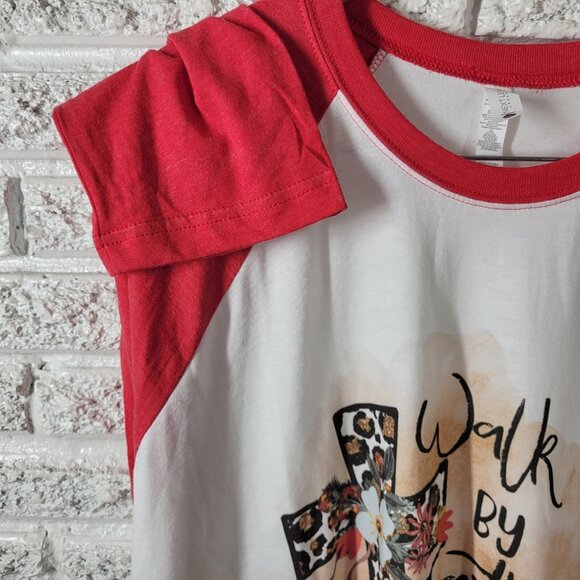 Next Level Unisex Shirt XL Raglan Sleeve Walk By Faith Christian Cross NOV48E - Picture 6 of 10